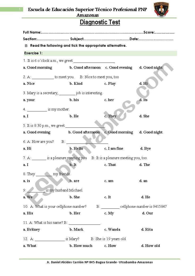 Diagnostic Test EESTP PNP AMAZONAS