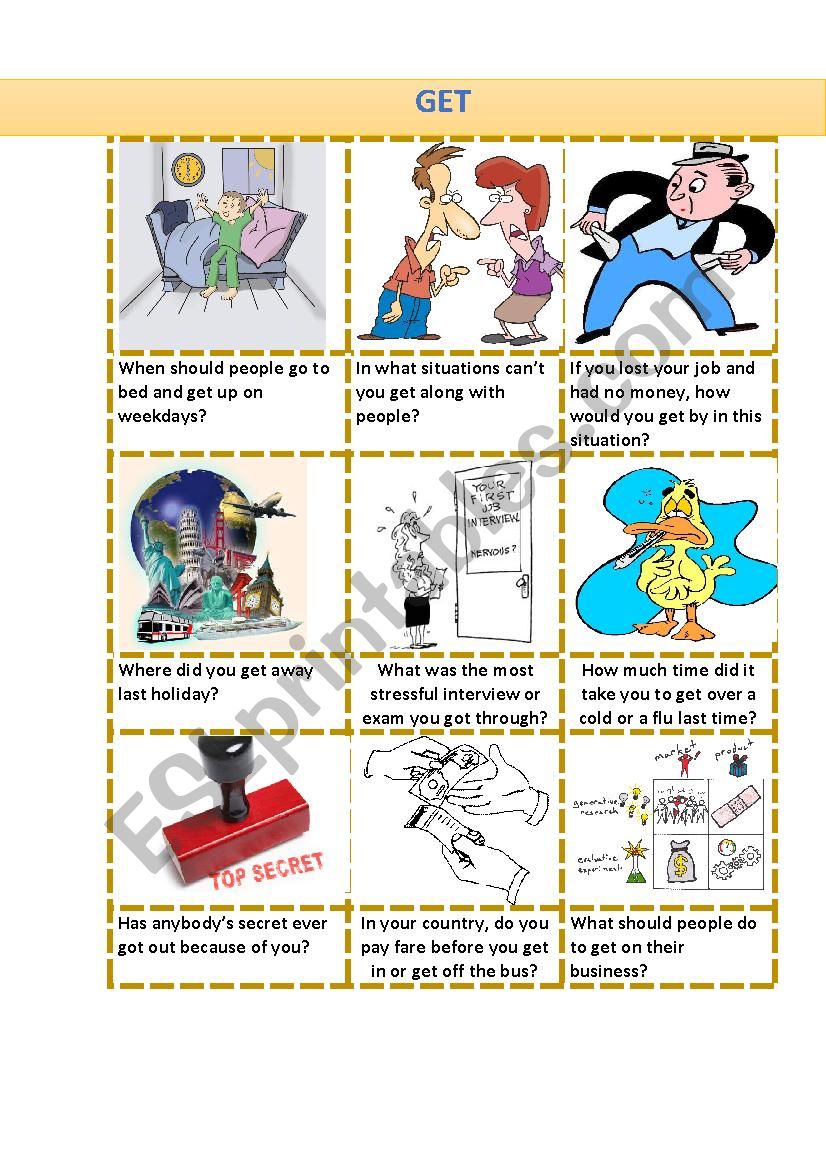 phrasal verb get speaking cards