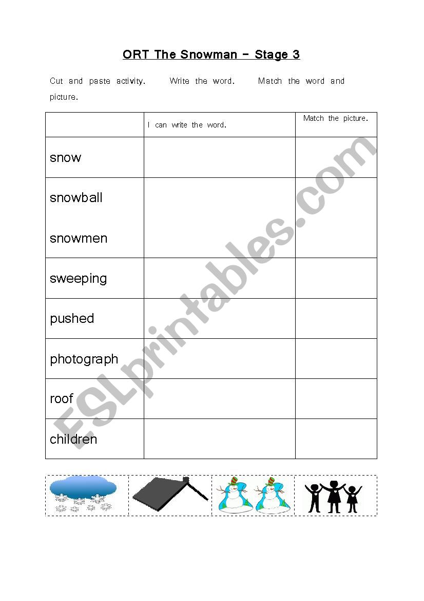 ORT The Snowman Activities worksheet