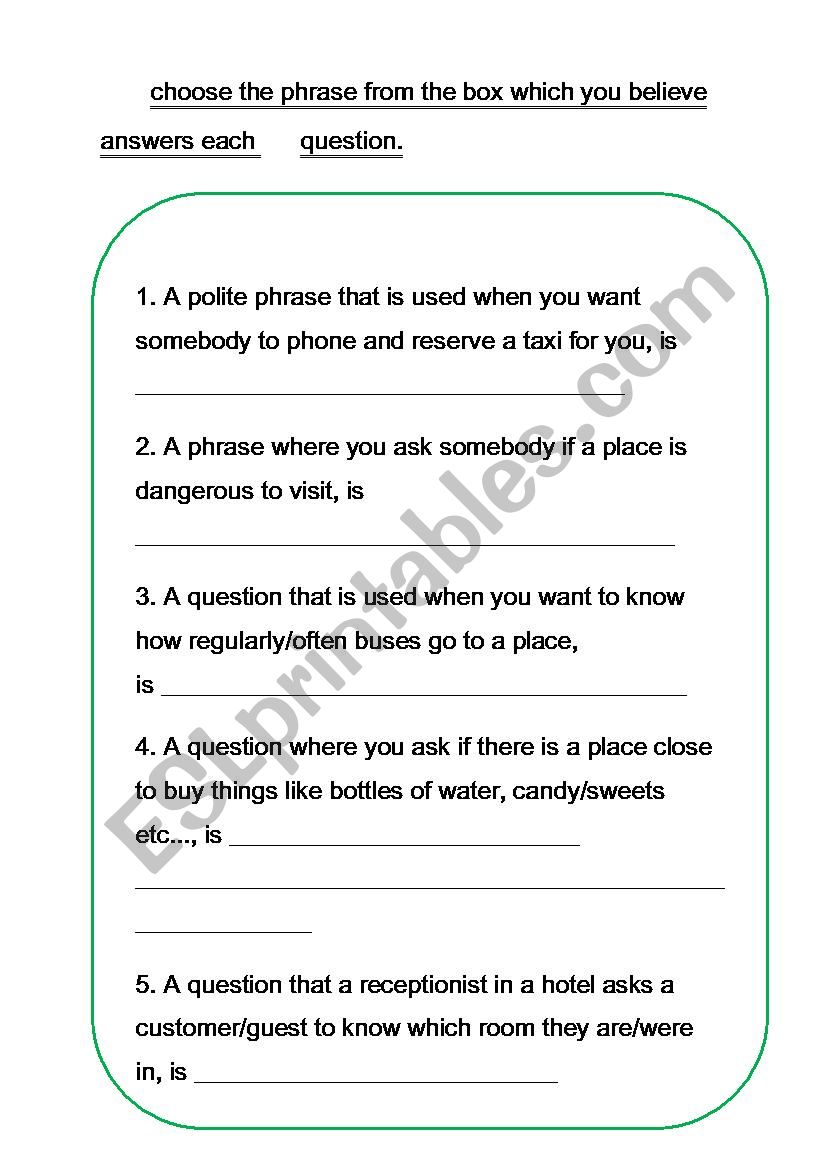 phrase worksheet