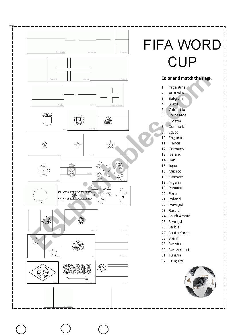 FIFA World Cup 2018 Flags worksheet
