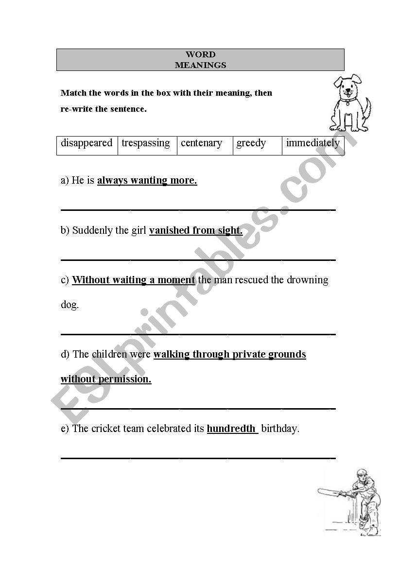 word meanings worksheet