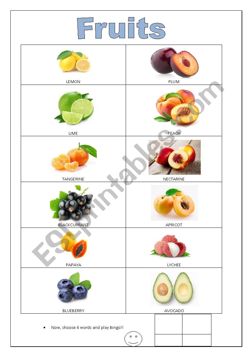 Fruits worksheet