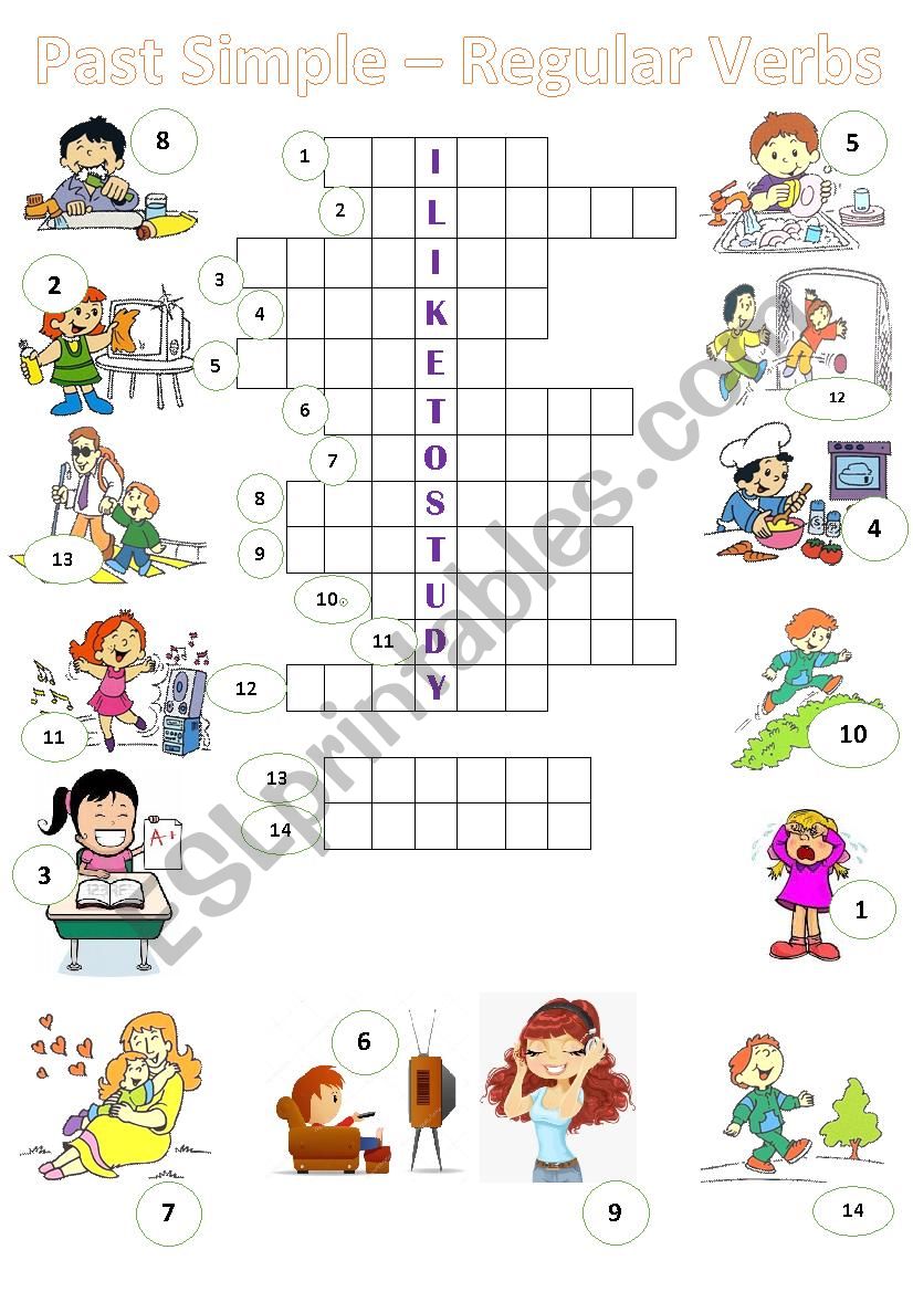 Crossword Regular verbs worksheet