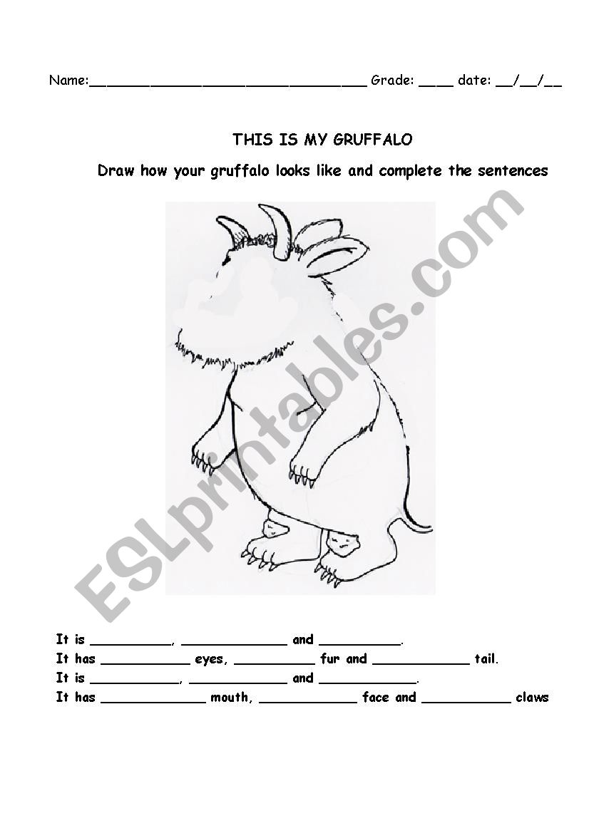 This is my gruffalo worksheet