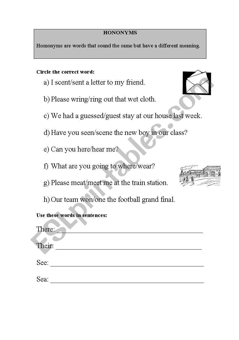 hononyms worksheet