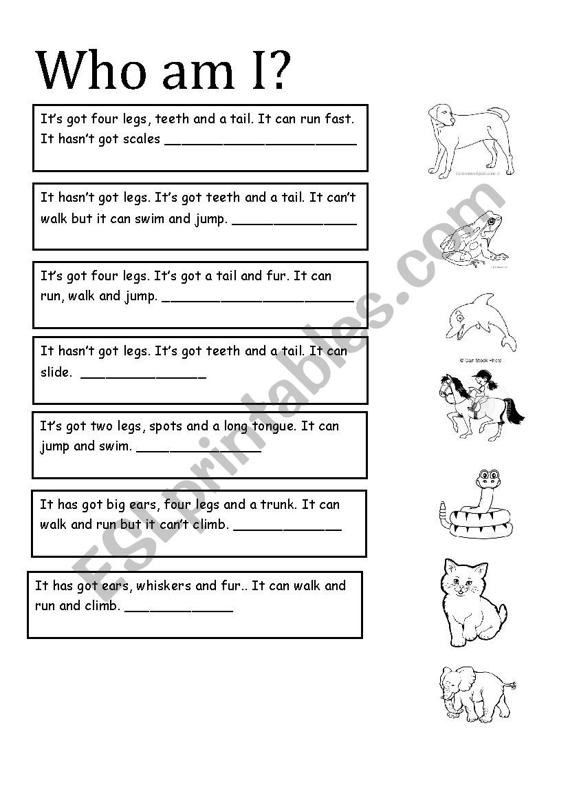 Who am I? has got worksheet