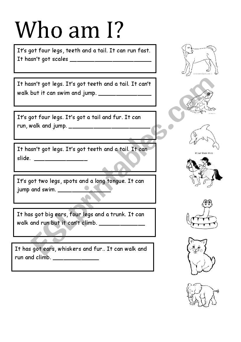 Who am I? has got worksheet