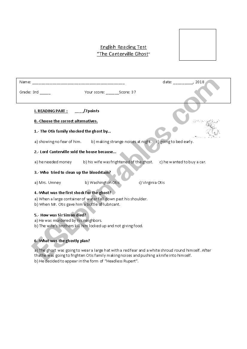 The Canterville Ghost  worksheet