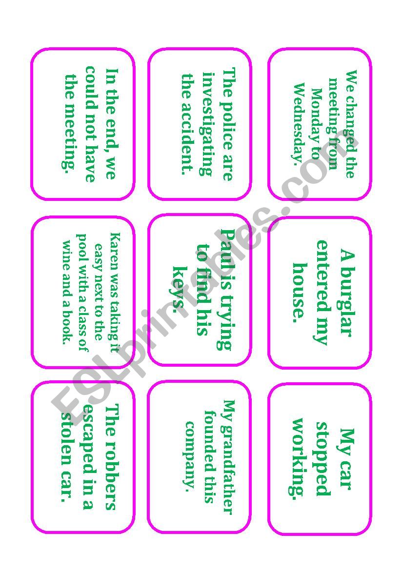 Phrasal Verb Card Game worksheet