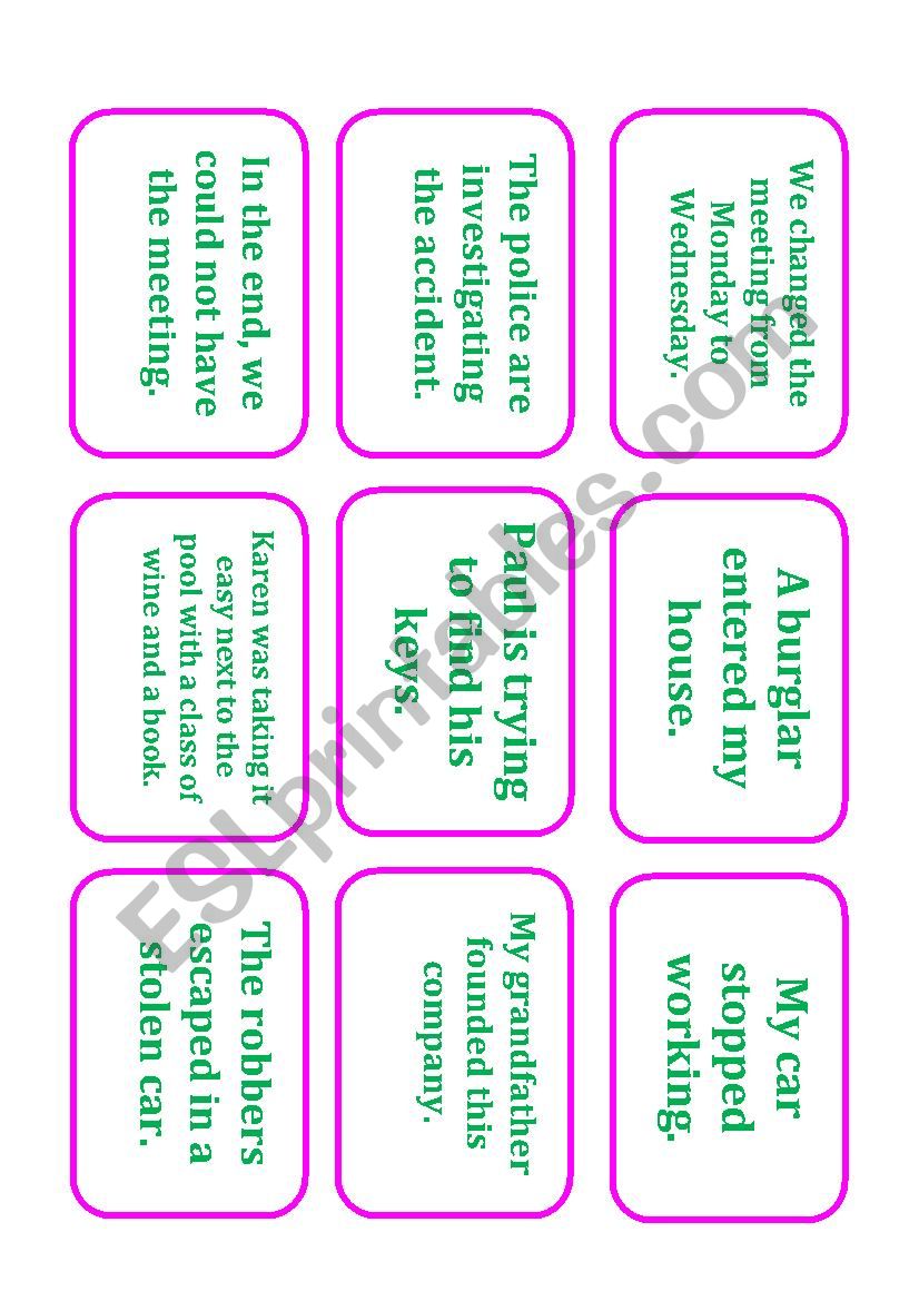 Phrasal Verb Card Game worksheet