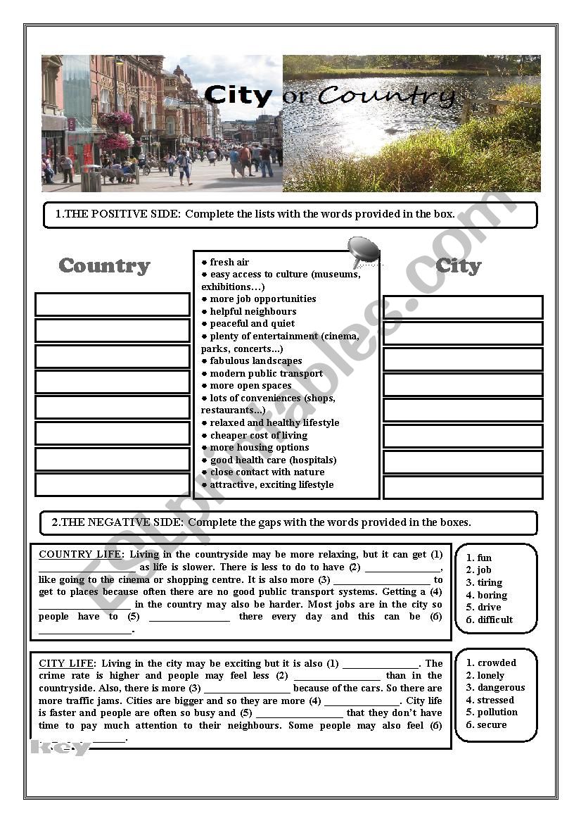 City X Country worksheet