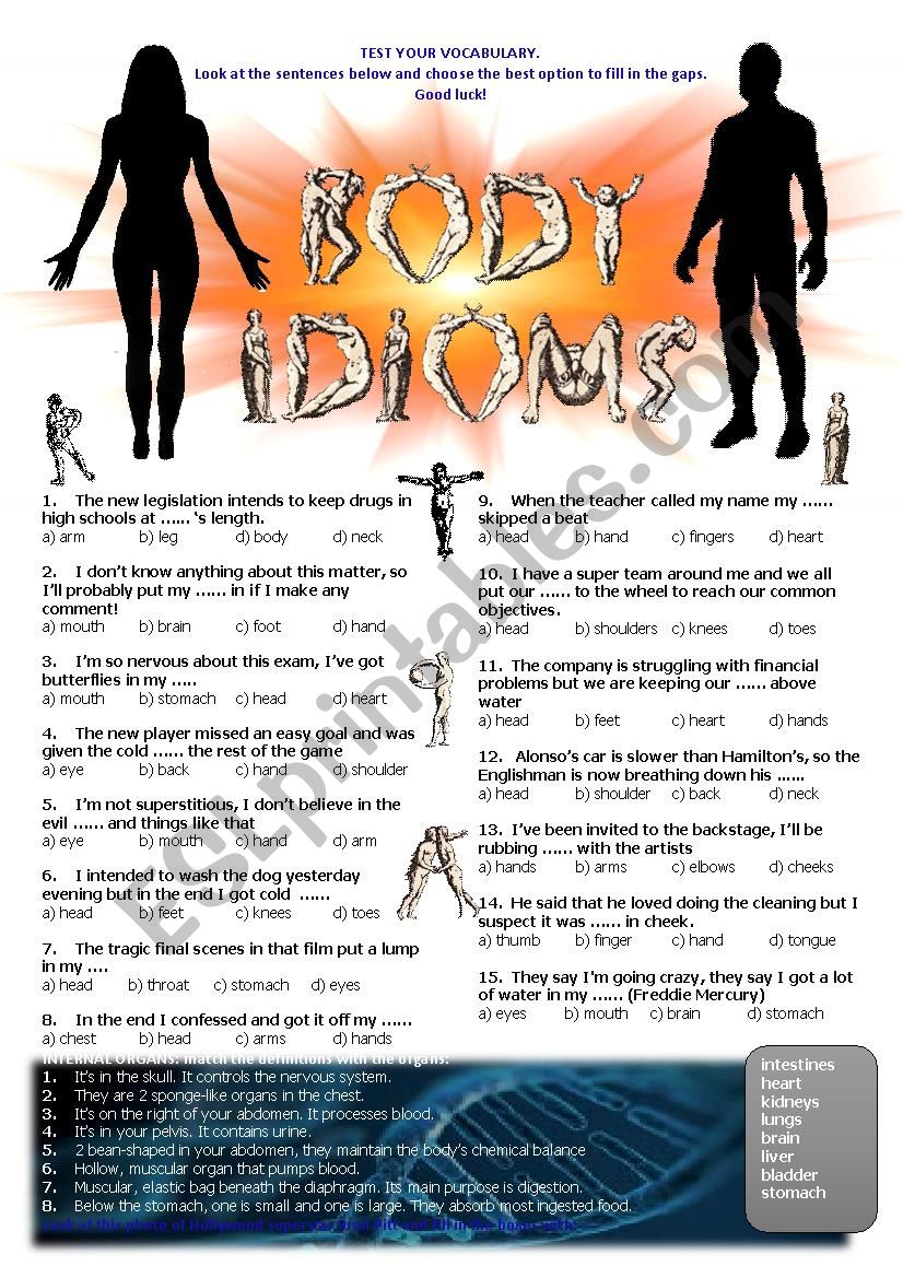 Body idioms worksheet