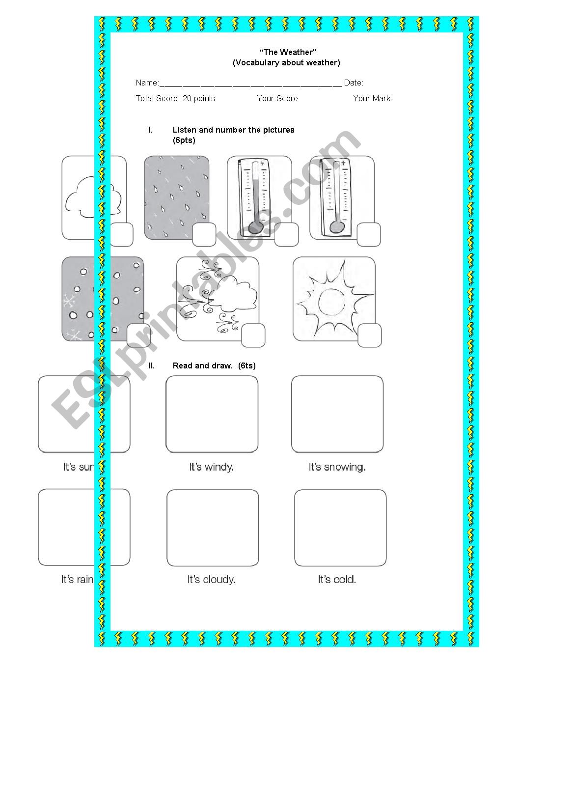 Weather worksheet worksheet