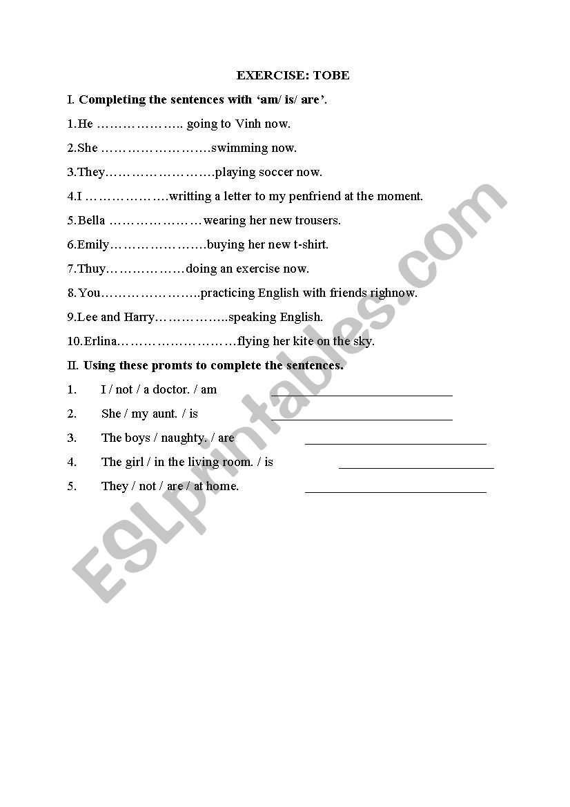 TOBE- Present simple tense. worksheet