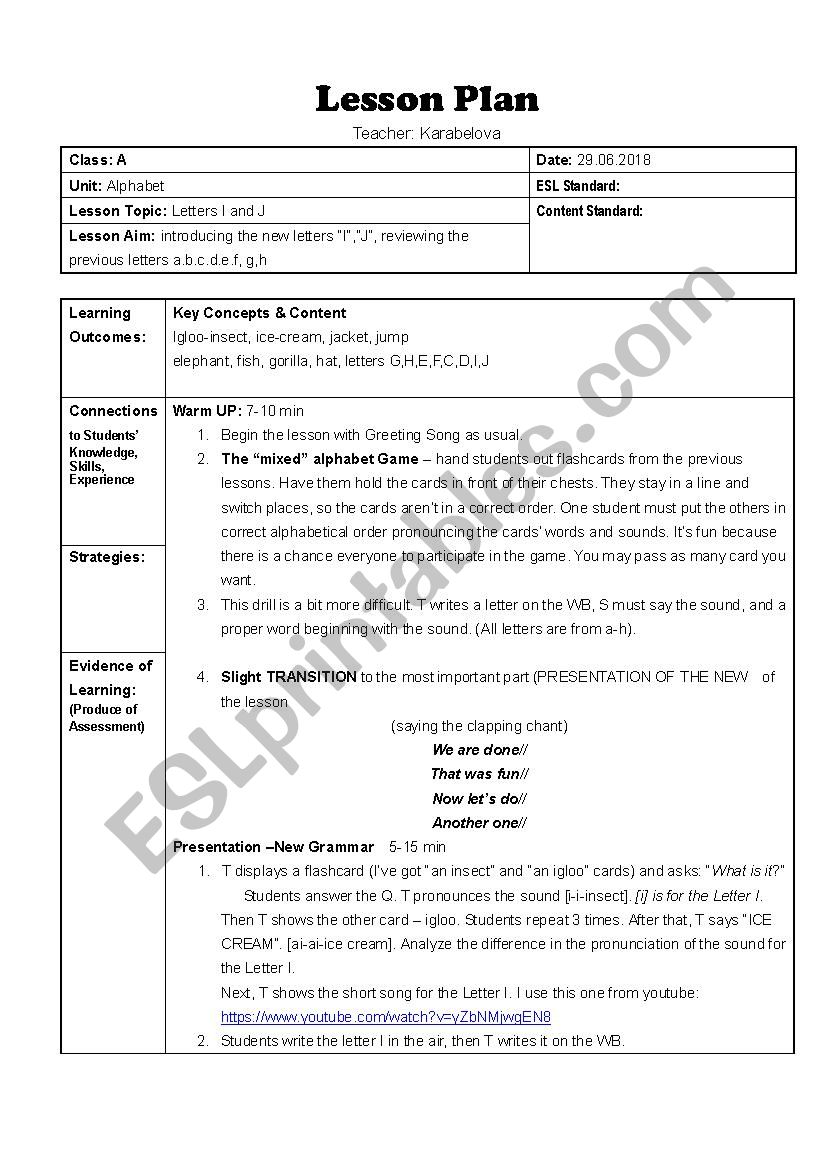 Lesson-Plan The Letter I and J