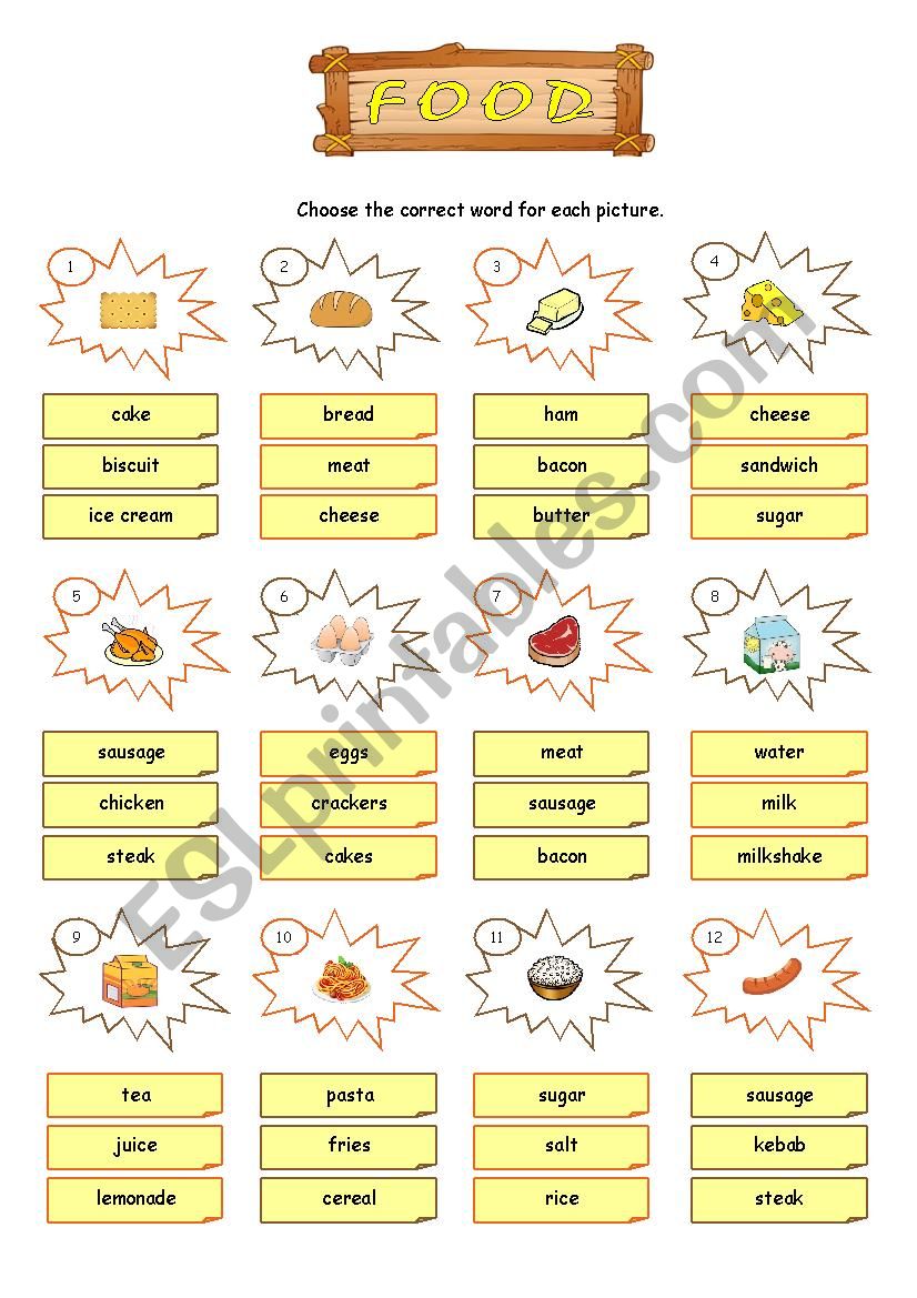 FOOD worksheet