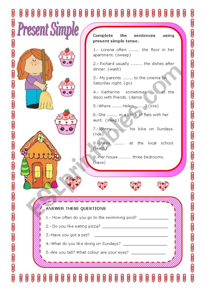 PRESENT SIMPLE TENSE worksheet