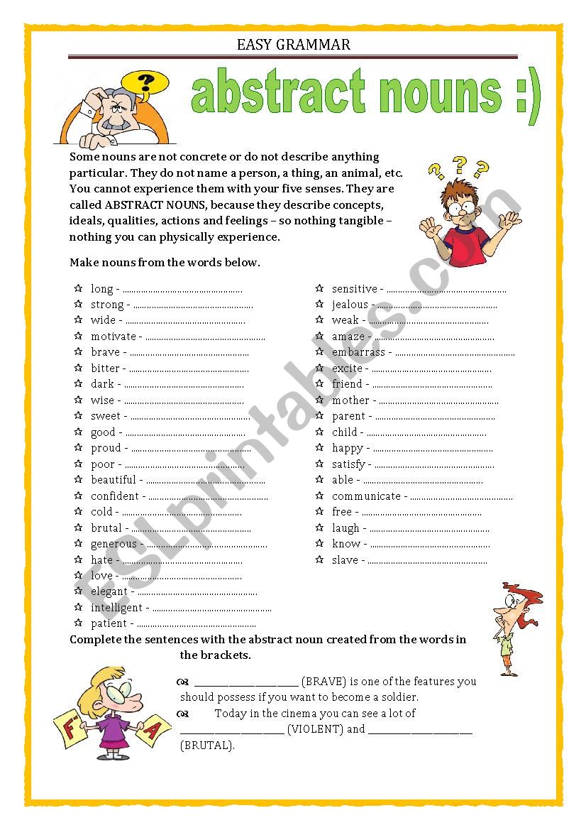 EASY GRAMMAR - WORD FORMATION - ABSTRACT NOUNS with key