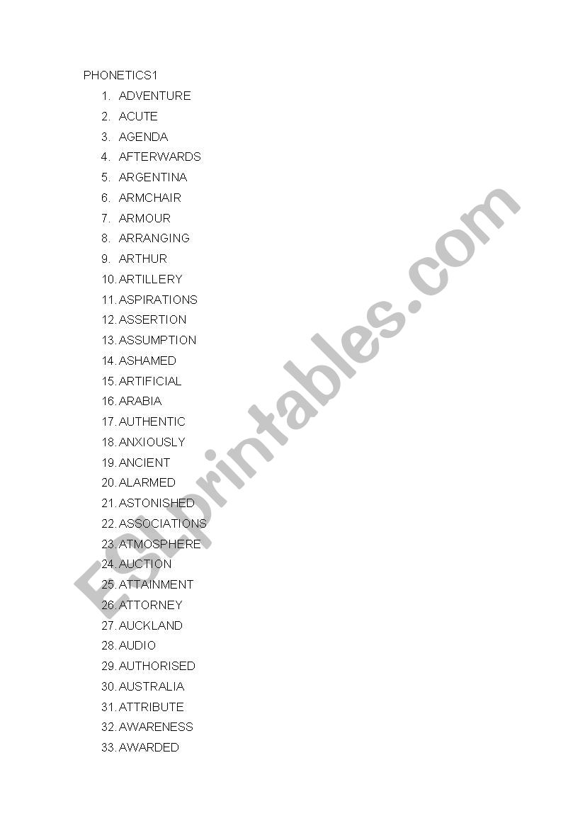 PHONETICS1 worksheet