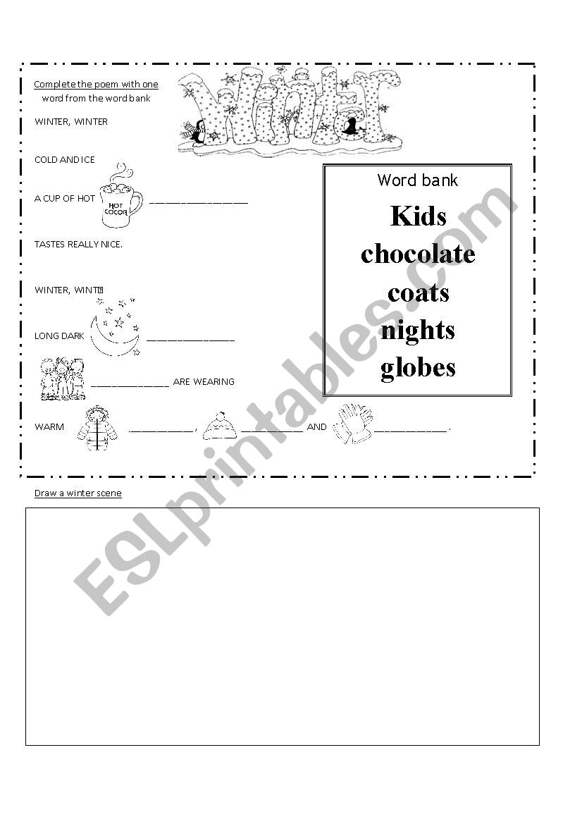A winterÂ´s poem worksheet