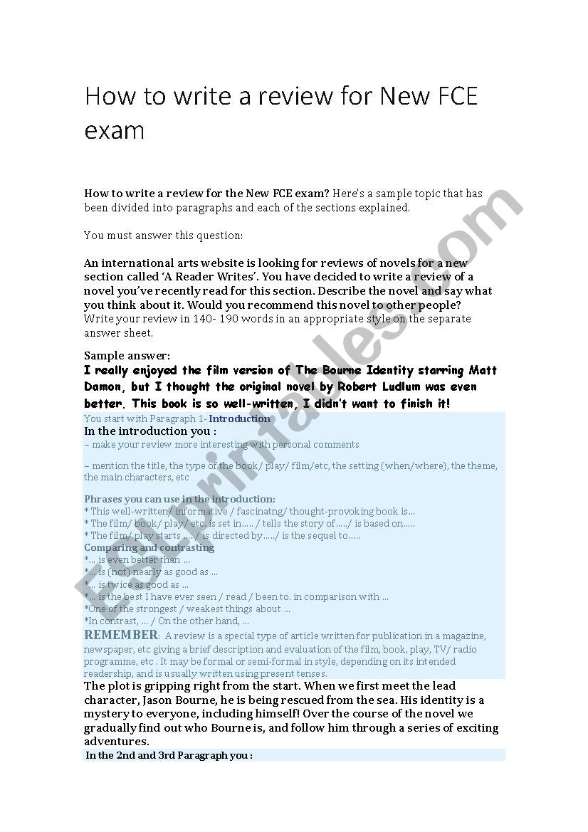 Article Writing Guide worksheet