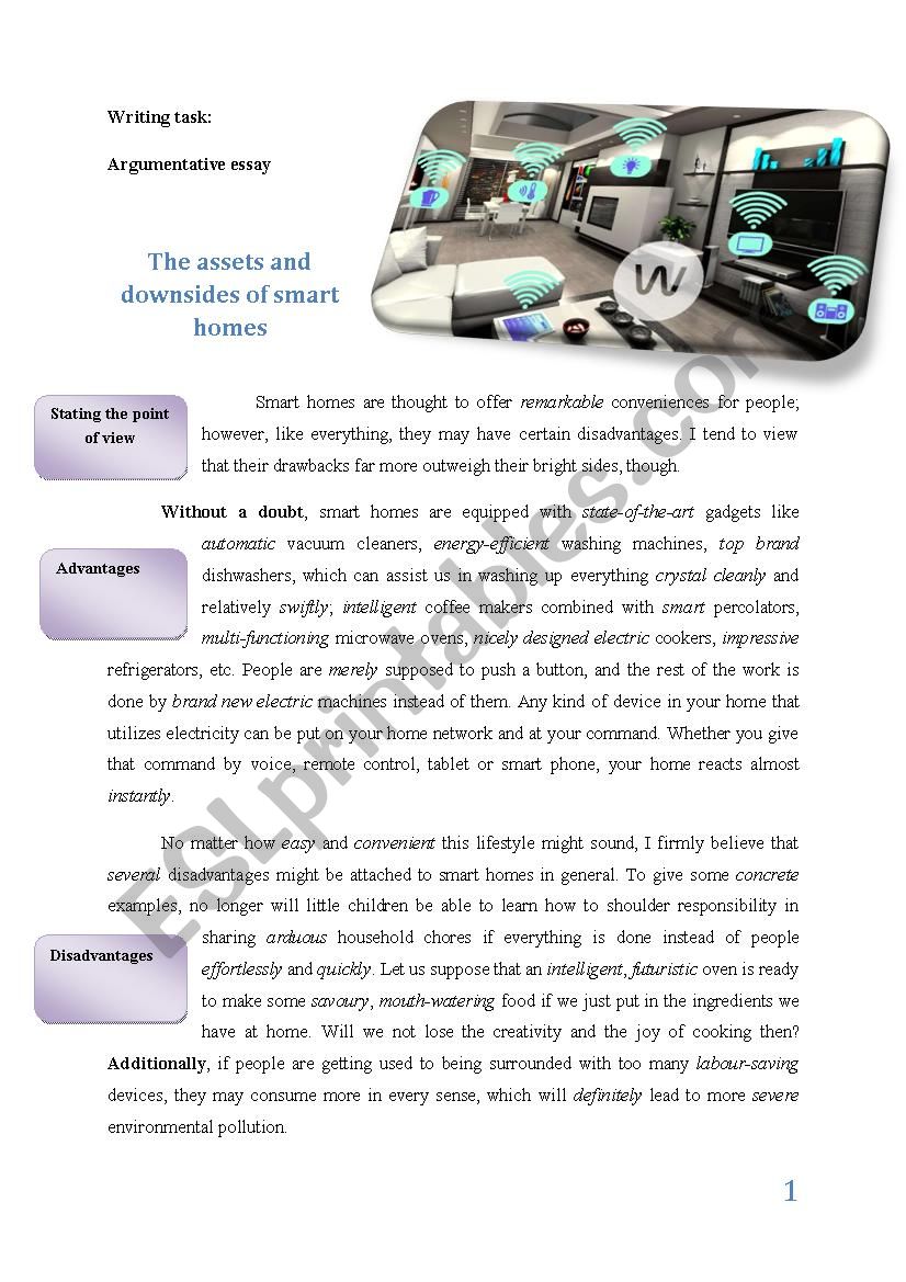 Smart homes worksheet