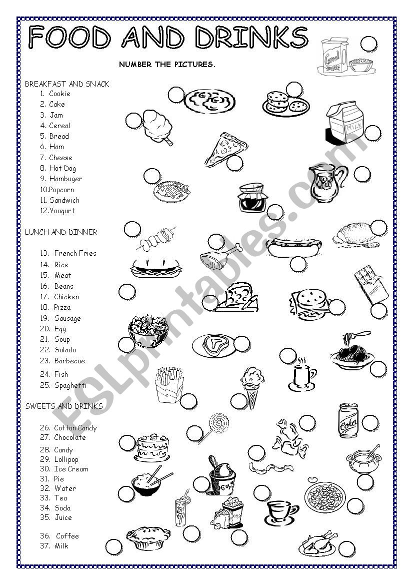 Food and Drinks worksheet