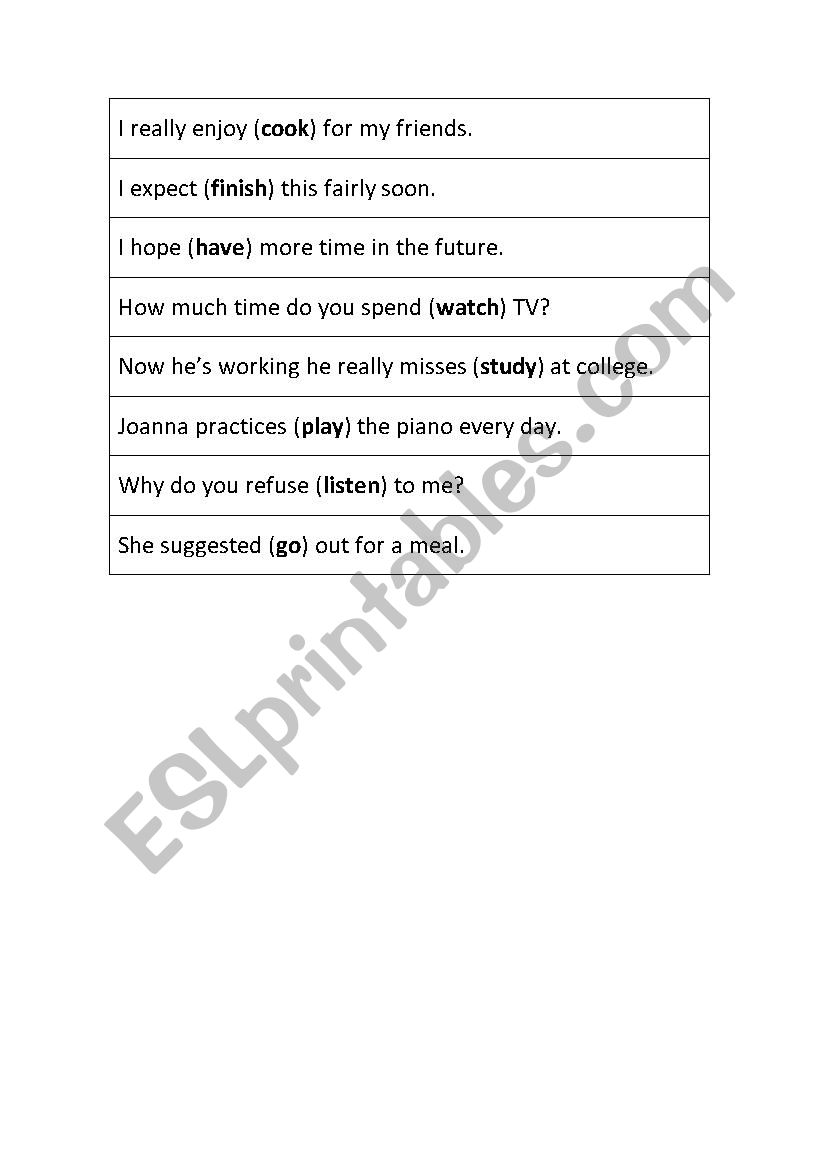 Gerund or Infinitive? worksheet