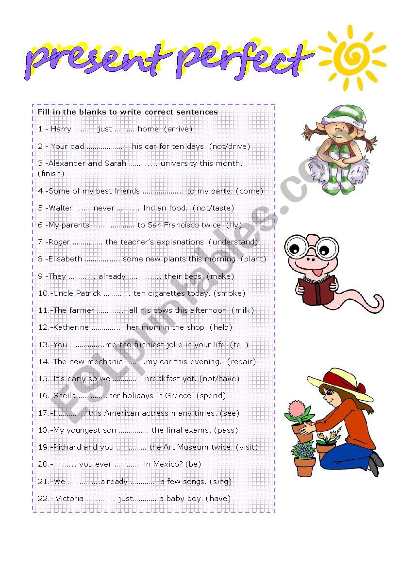 PRESENT PERFECT TENSE worksheet