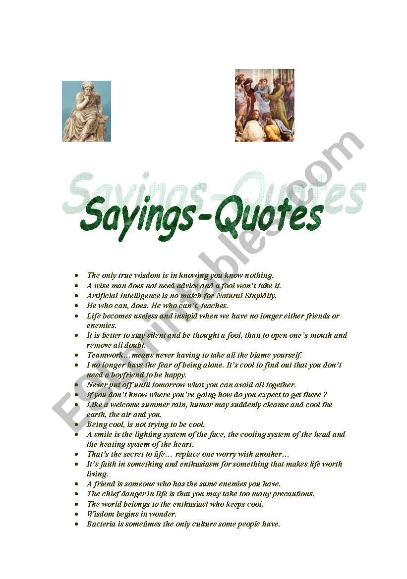 sayings worksheet