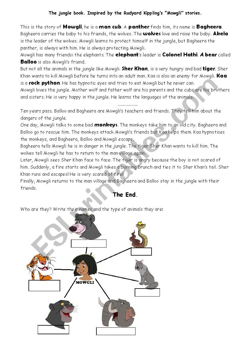 The jungle book review worksheet