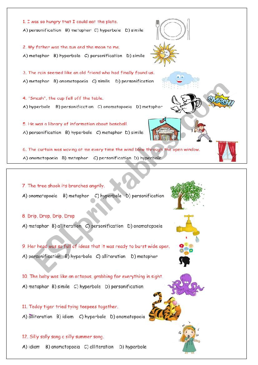 Figurative language worksheet