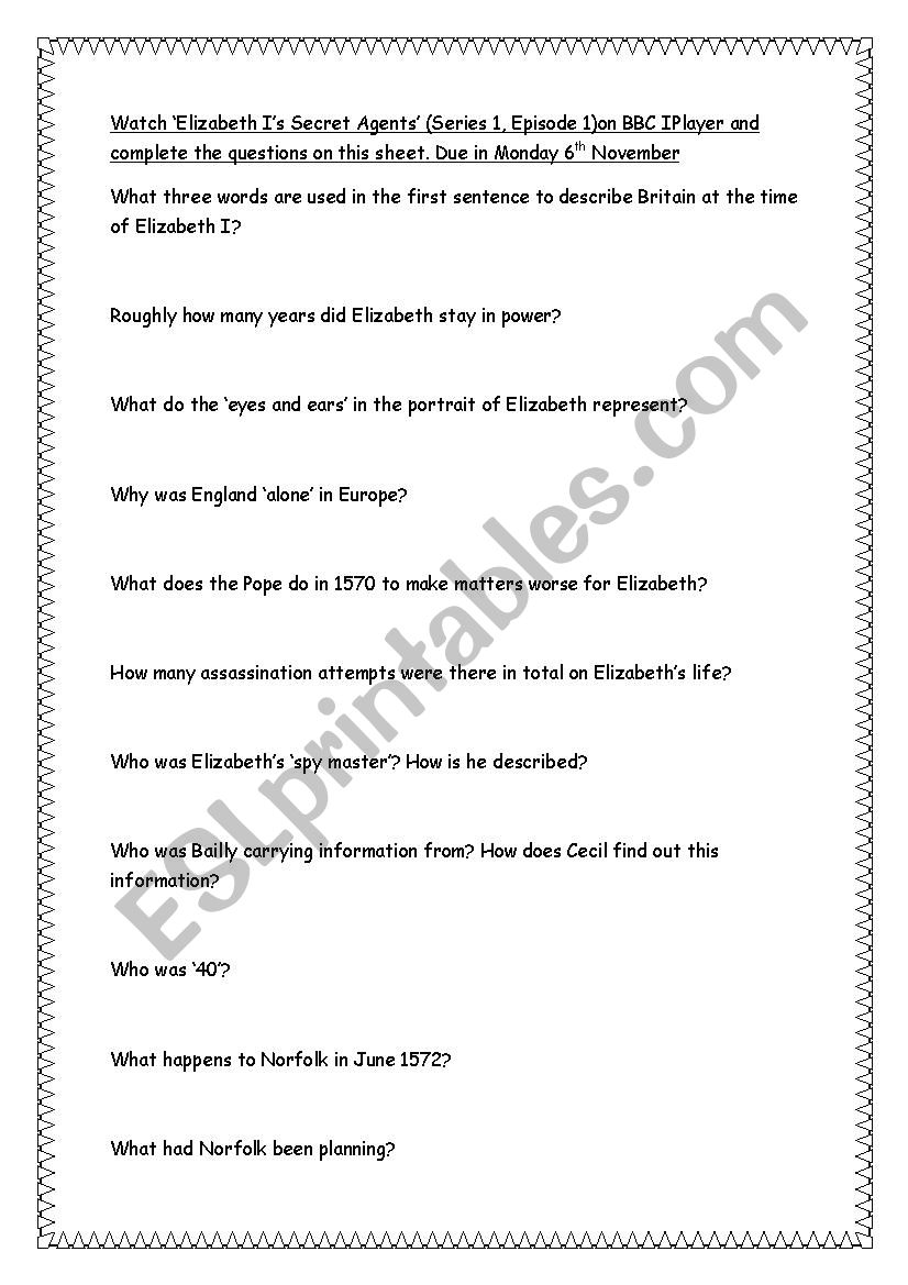 Elizabeth Questions - BBC Spymasters Episode 1 