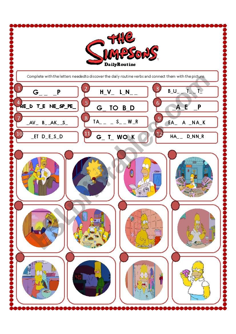 The Simpsons daily routine (scrabble)