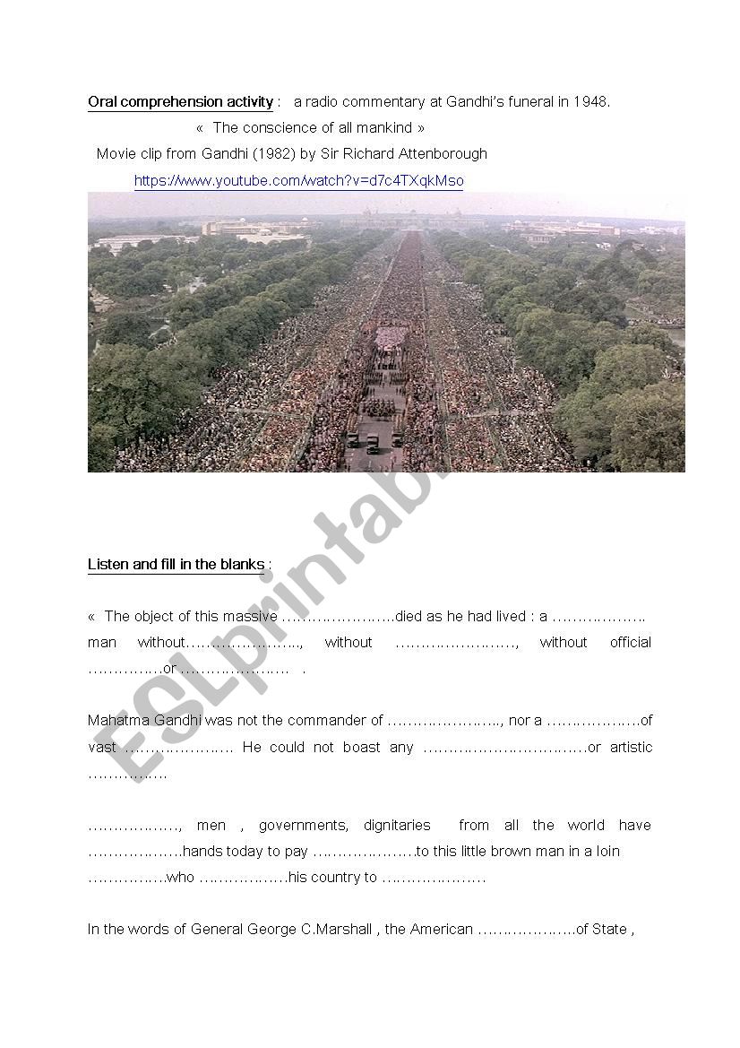GandhiÂ´s funeral : a radio commentary