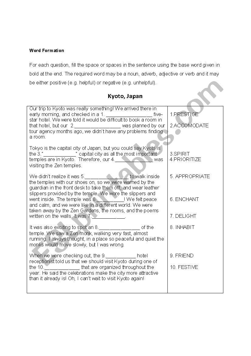 FCE Use of English Word Formation