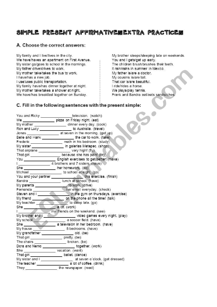 Simple present affirmative review