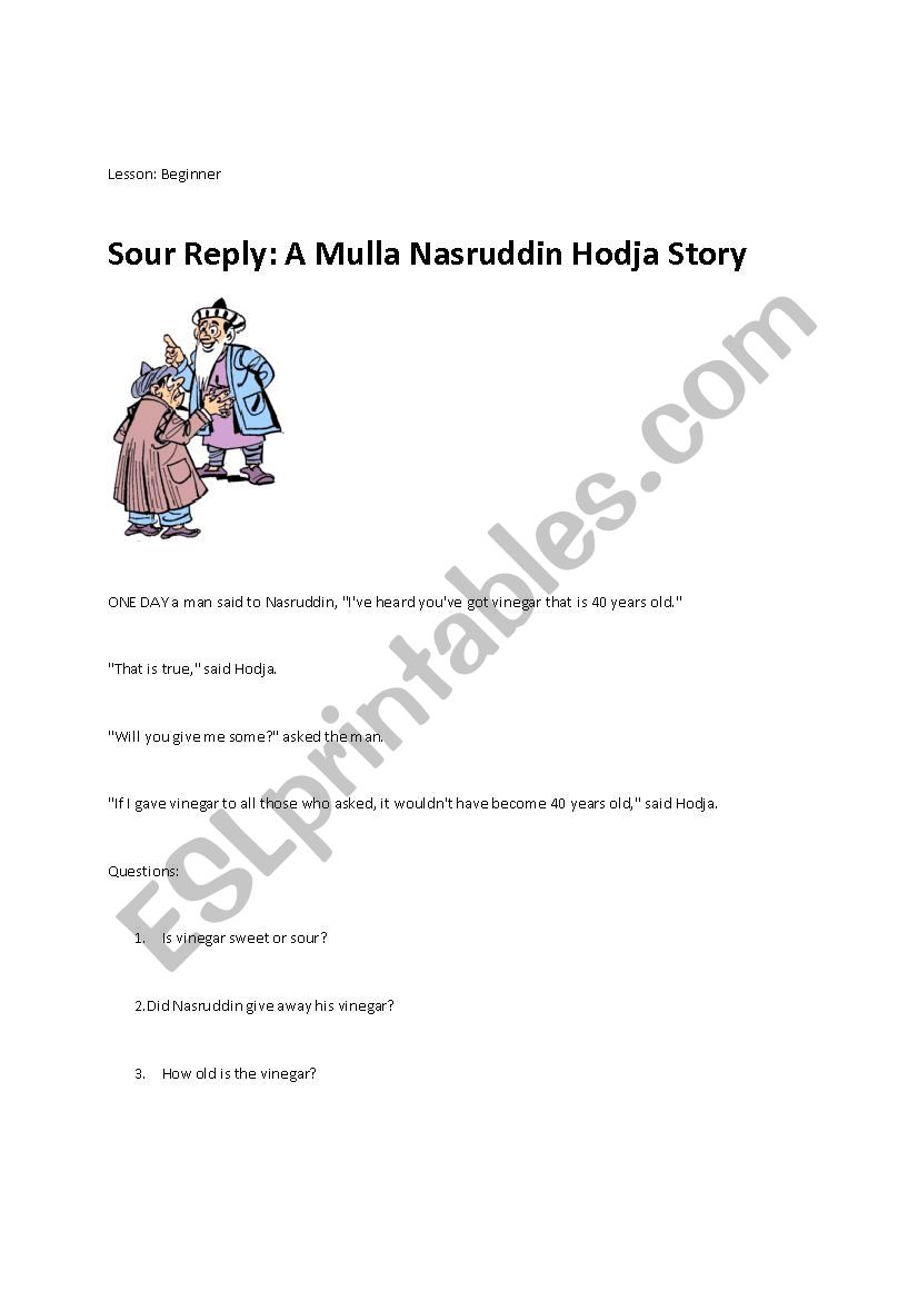 Sour Reply worksheet