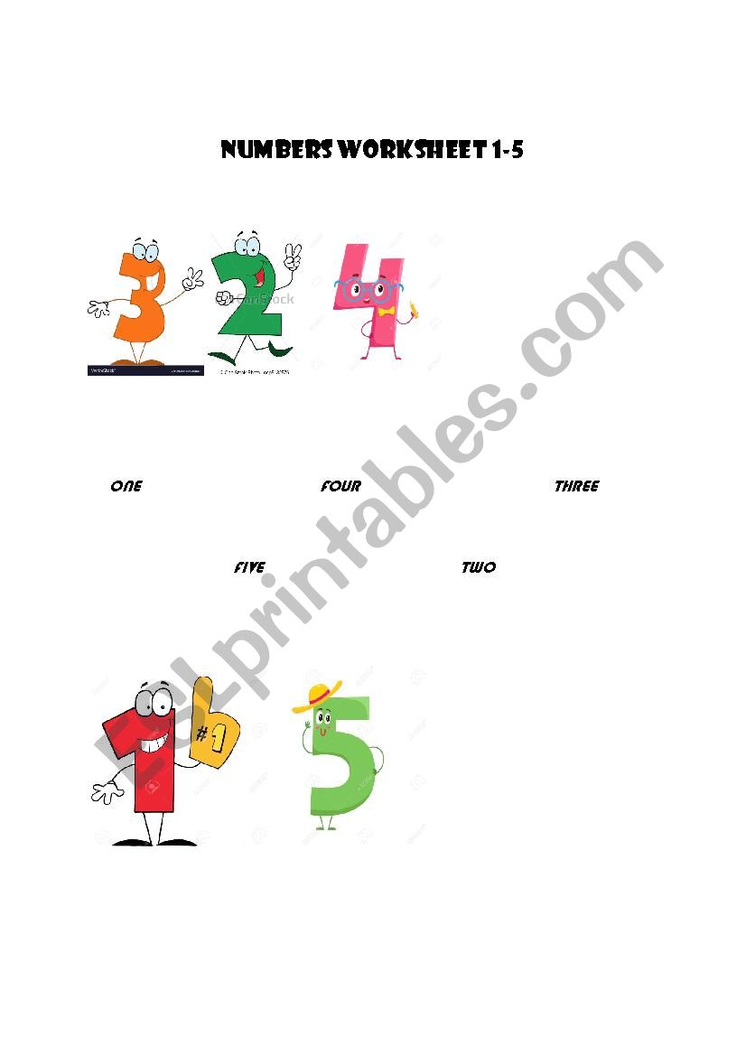 NUMBER WORKSHEET 1-5 worksheet