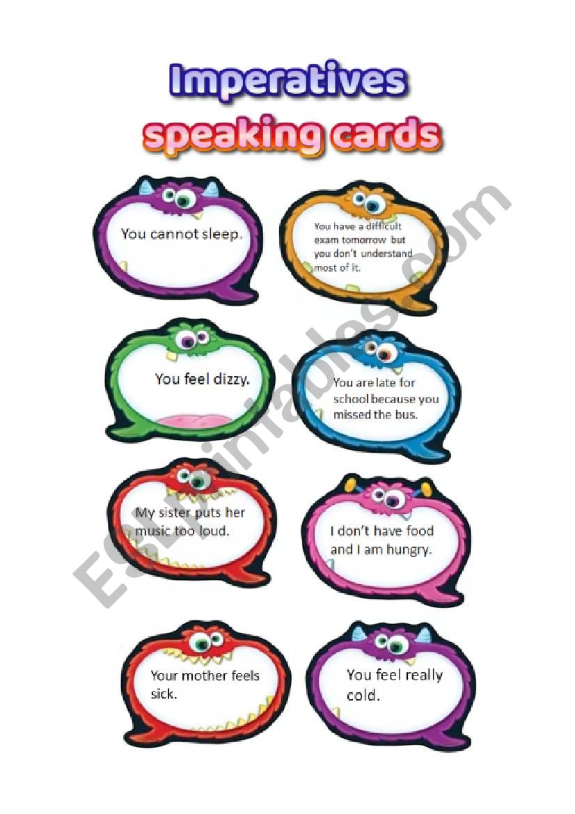 Imperatives, giving advice, talking cards