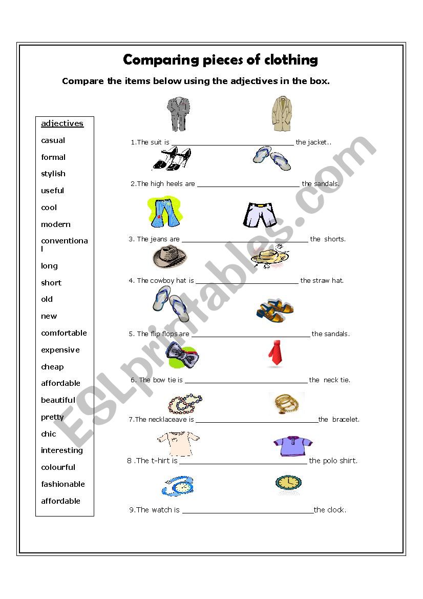 aring Pieces of Clothing worksheet