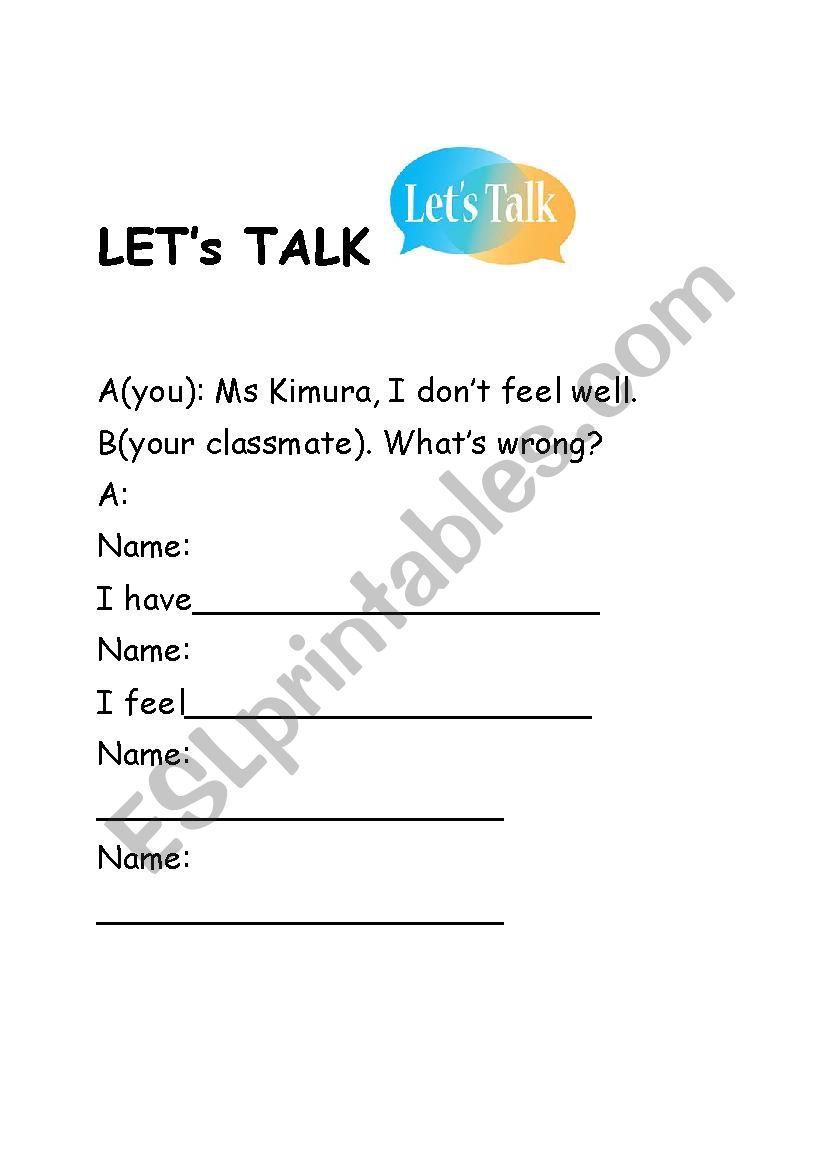 Lets talk worksheet
