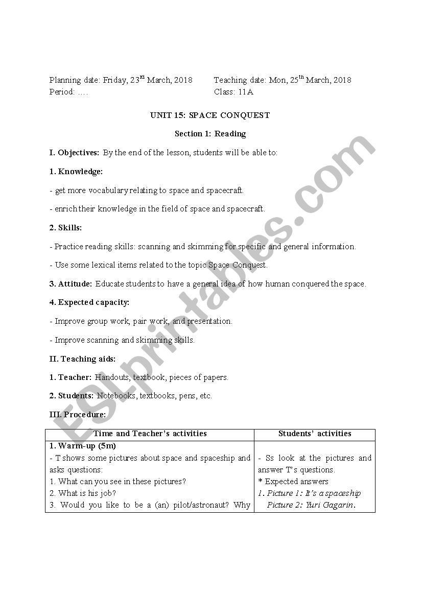 Lesson plan worksheet