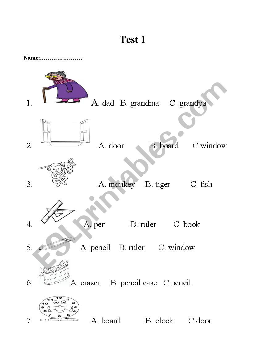 animals, school objects and family