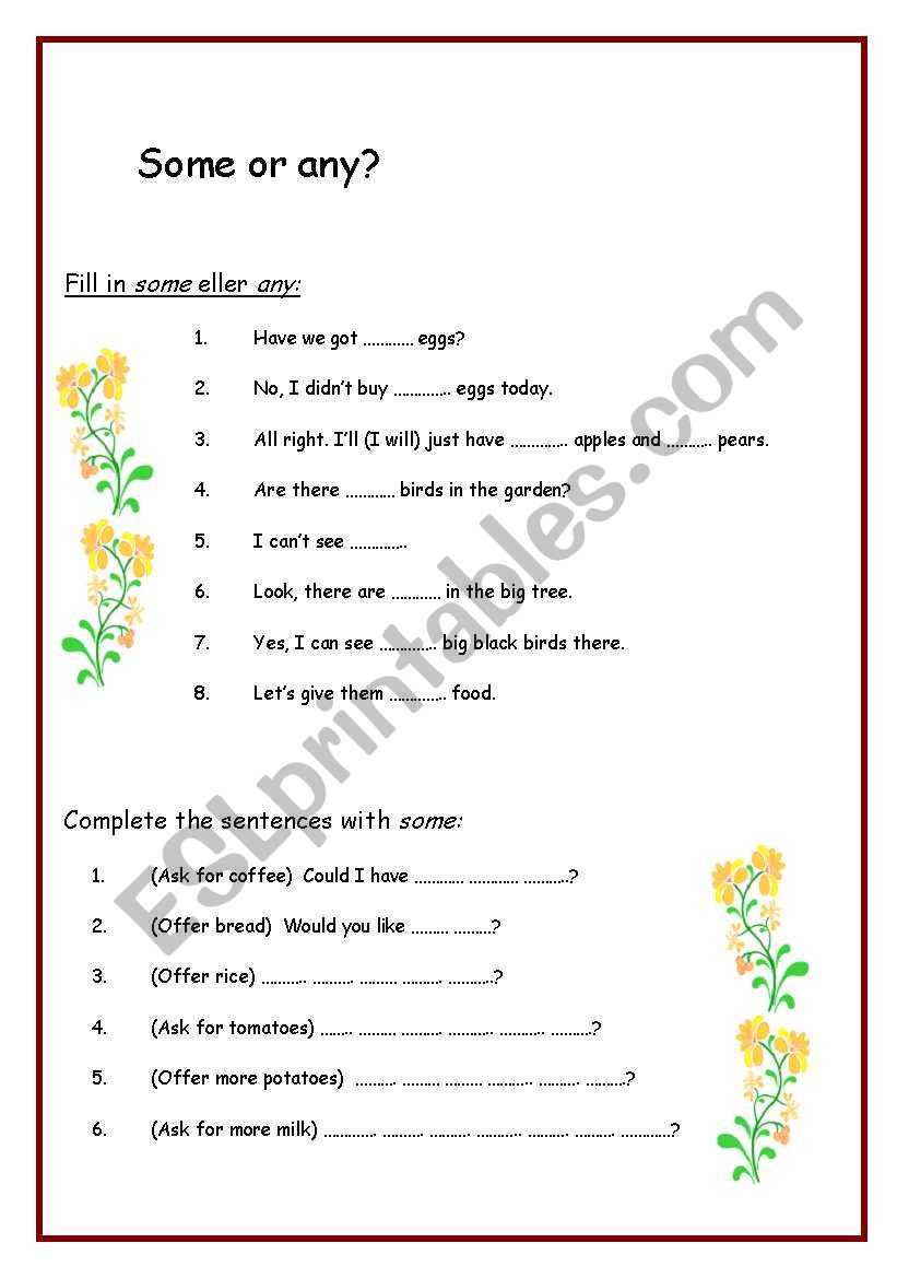 Some or any? worksheet