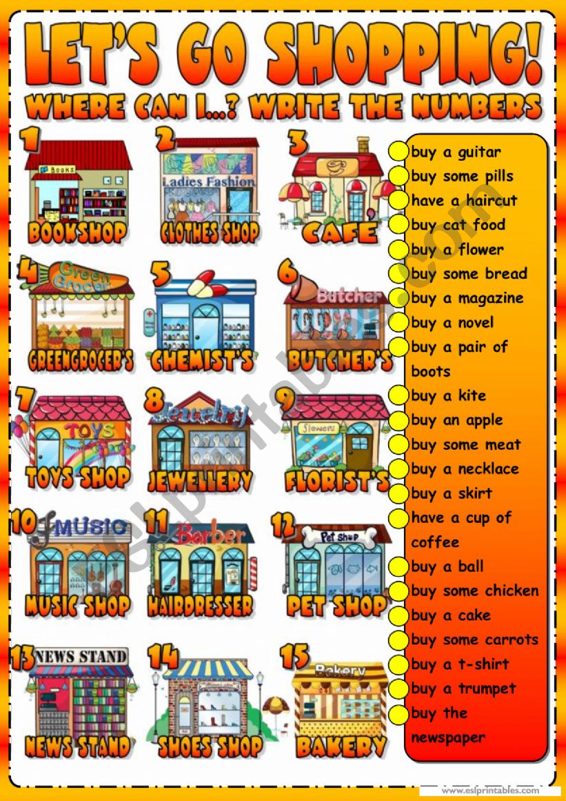 Lets go shopping! worksheet