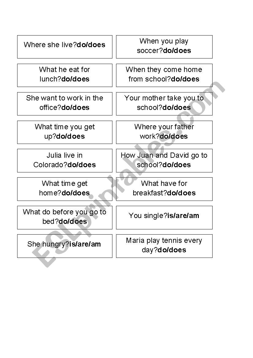 Questions Present Simple worksheet