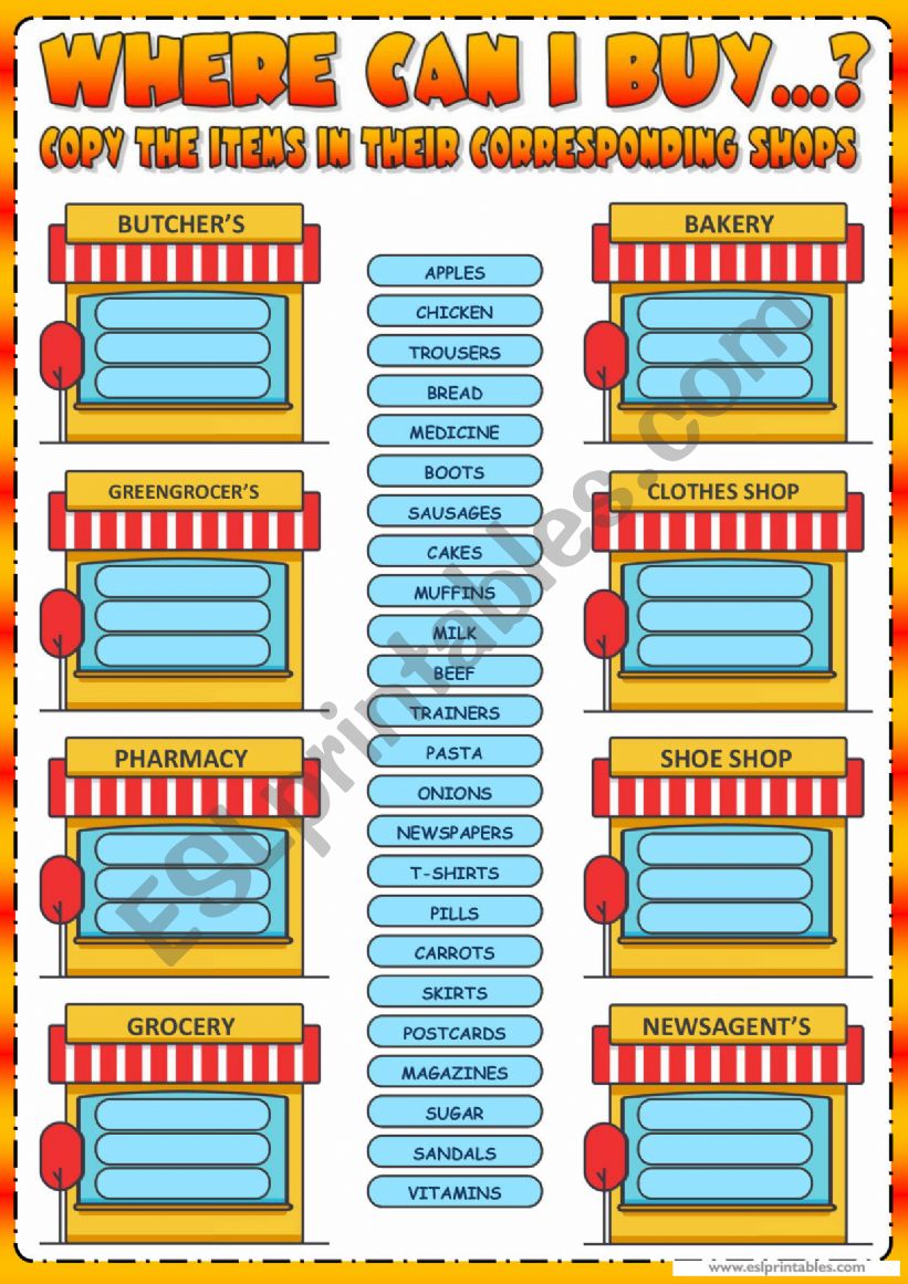 Where can I buy...? worksheet