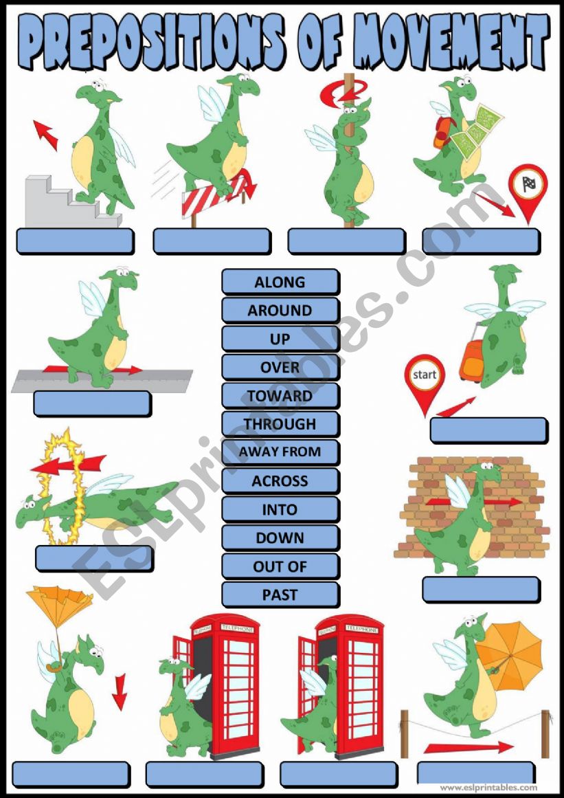 Prepositions of movement worksheet